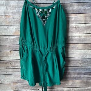 Grass Collection Green Romper Size Large Sleeveless Silver Embellishment
